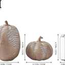 DN DECONATION 2-Pack Fall Pumpkin Decorations for Home, Faux Pumpkins for Decorating, Rustic Brown Resin Pumpkins Decor with Carved Leaves  Thanksgiving Table Centerpiece, Modern Farmhouse Fall Decor