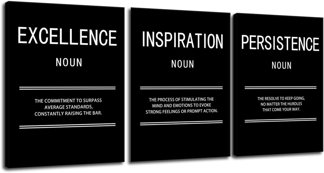 Inspirational Wall Art for Office Inspiration Excellence Persistence Motivational Creation Print Canvas Poster Painting Modern Inspiring Artwork for Home Living Room Stretched and Framed[36''Wx 16''H]