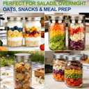 Palksky 32oz Salad Jars with Dressing Cup, 2 Pack Glass Salad Pod Mason Jar, Leak-Proof Stainless Steel Lid, On-the-Go Fresh Food Jar for Lunch & Weekly Prep