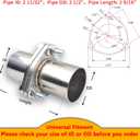 Exhaust Flange Bolts Quick Fix Repair Pipe Kit w/Gasket & Hardware, 2.5'' Inch OD 3 Bolts T304 Stainless Steel Universal Flange Replacement Kit