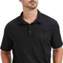 TUVEKE Men's Polo Shirt and Shorts Set Casual Waffle Knit Tracksuit Set for Men Summer Outfits 2 Piece Short Set (Black, L)