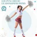 Jerify 150 Pcs Cheerleading Pom Poms Bulk Metallic Foil Cheerleader Pom Poms with Baton Handle Plastic Cheer Pompom Cheering Hand Flowers for Game Sports Squads Dance Party Basketball (Silver)