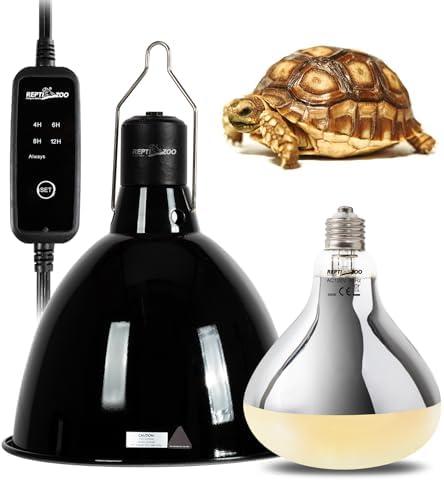 REPTI ZOO Lighting Combo Kit 160W Reptile Heat Lamp UVA UVB Bulbs for Reptiles and 8.5 Inch Reptile Light Fixture Dome Lamp Fixture Dome Light with Timer Tortoises/Snakes/Lizards/Bearded Dragons