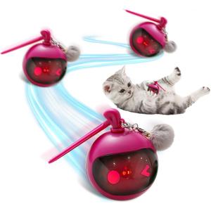 Interactive Cat Toys for Indoor Cats, Automatic Motion Activated Kitten Ball Toy, Moving Stimulation Cat Toys for Bored Indoor Adult Cats, Low Noise Fast Rolling Moving Ball (Rose Red)
