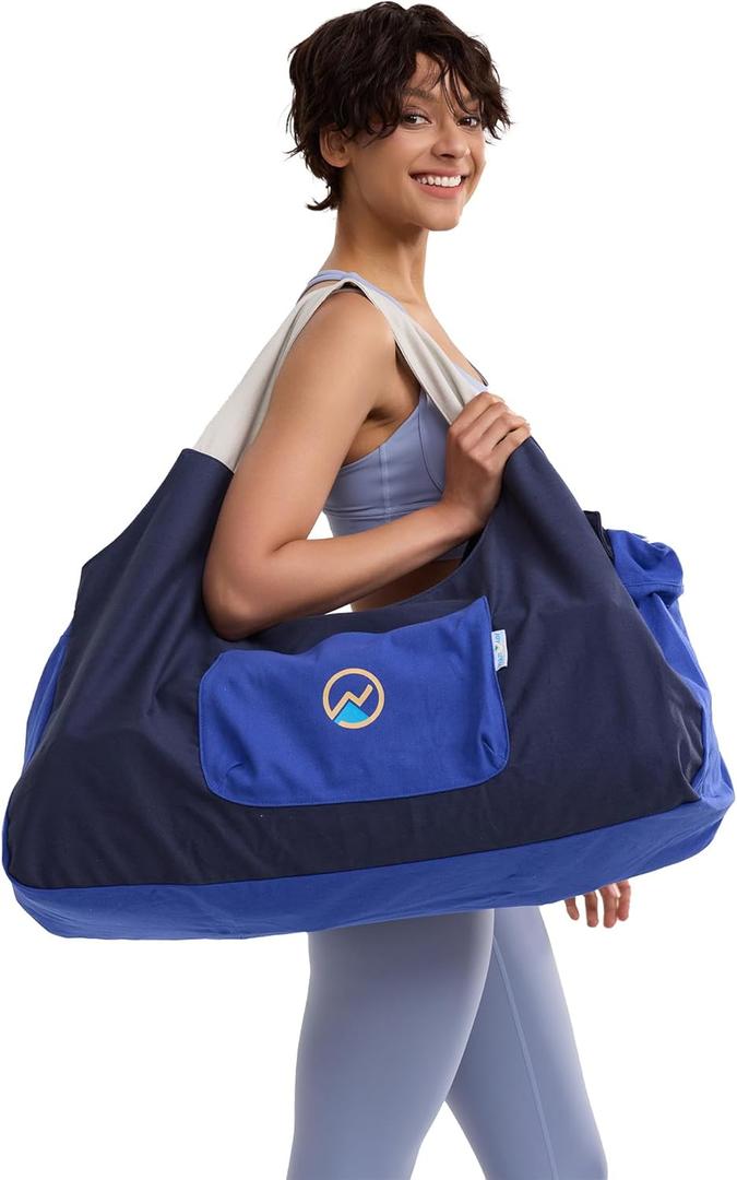 JoYnWell Yoga Bags and Carriers Fits All Your Stuff, Extra Large Yoga Mat Bag Full Zip Yoga Mat Bag with 3 Zipper pockets (Blue-Navy)