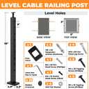 Sidasu 36IN Level Drilled Cable Railing Post,Stainless Steel Anti-Corrosion | Horizontal Drilled Deck Cable Railing Post for Deck & Stair Railing System, Matte Black Finish