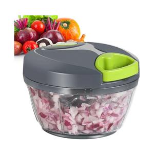 Ourokhome Manual Food Processor Vegetable Chopper, Portable Hand Pull String Garlic Mincer Onion Cutter for Veggies, Ginger, Fruits, Nuts, Herbs, etc., 500ml, Grey