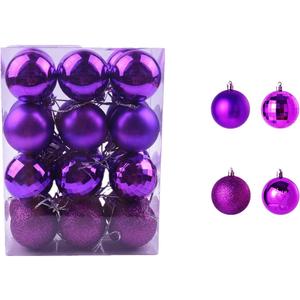 Christmas Balls,24PCS Ornaments for Xmas Tree,1.57INCH Hanging Ball for Small Christmas Tree Decorations,Party Decorations (Purple)