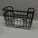 Amazon Basics Stackable Metal Wire Rectangular Storage Basket Set For Kitchen or Bathroom, 2 Count, Black