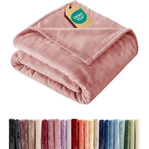 Ultra Soft Fleece Blanket Throw Size - Flannel Fleece Luxury Throw Blanket - Lightweight for Couch Bed Chair - Thick, Warm and Breathable - All Season Cozy Anti-Static Microplush Bedding, Rose Pink