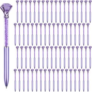 Crystal Pens Bulk, Big Bling Diamond Ballpoint Black Gel Ink Pen, Rhinestone Bridal Shower Cute Pretty Fancy Glitter Neutral Pens Office School Supplies for Women Students Teacher (Purple 60 Pcs)