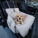 JACKO & CO Premium Dog Car Seat Safe & Cozy Travel Bed Carrier for Small Dogs, Puppies, Pets, Clip-On Leash, Storage Pockets, Water-Resistant, Machine Wash (Grey, Standard Small (1-25lbs))