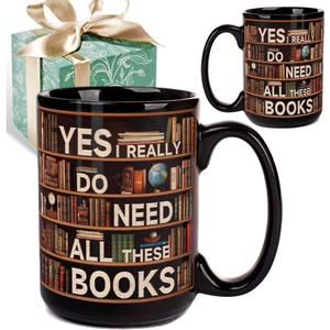 Funny Books Mug for Book Lovers Readers, Book Gifts for Women Men, Book Club Librarian Gift for Bookish Bookworm, Library Bookshelf Mugs 15oz