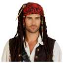 Pirate Dreadlock Wig Jack Sparrow Costume Props Bandana Accessories Men Women Hair Braid Beads Halloween Cosplay Brown