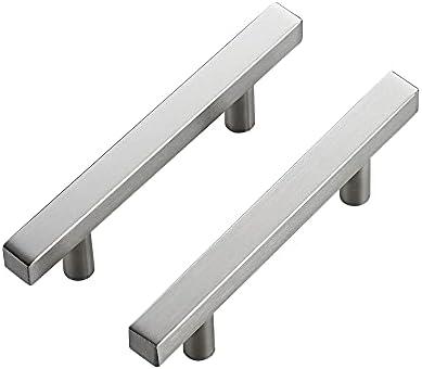 Ravinte 5 Pack 6 Inch Square Cabinet Pulls Brushed Nickel Stainless Steel Kitchen Drawer Pulls Cabinet Handles 6”Length,3.75” Hole Center