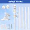 White Flag Pole for House with Holder Bracket,5-6ft Tangle Free Flag Poles for Outside House,Heavy Duty House Flag Pole Kit for 3x5 American Flags, Metal Flagpoles Residential for Outdoor Porch Garage