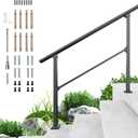 DIYHD 4 Step Handrail for Outdoor,Powder Coated Iron Stair Railing,Black Hand Rails for Indoor, Porch,Deck,1 Pack