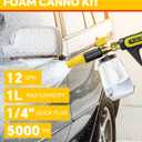 5000 PSI Pressure Washer Gun with Cannon, Power Washer Sprayer with Dual Adjustable Foam Lance, 1/ 4" Quick Connector with Nozzle Tips (Gun+Foam Cannon+Dual Connector+Nozzle)