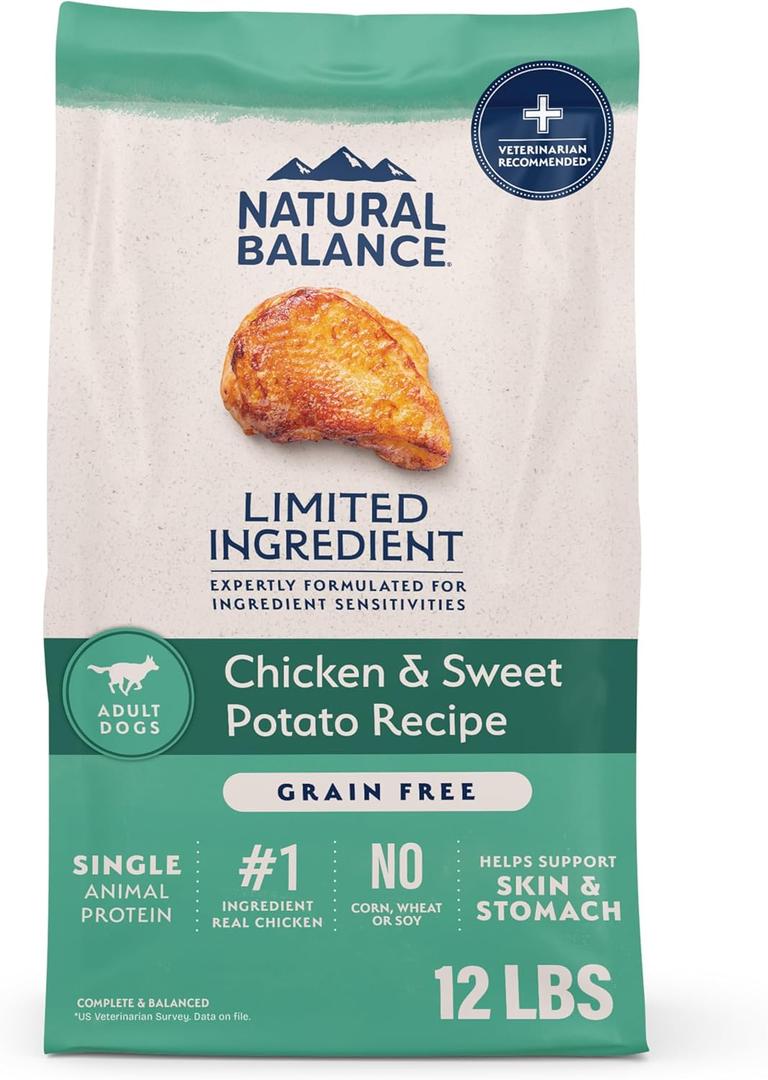 Natural Balance Limited Ingredient Adult Grain Free-Dry Dog Food, Chicken & Sweet Potato Recipe, 12 Pound (Pack of 1)