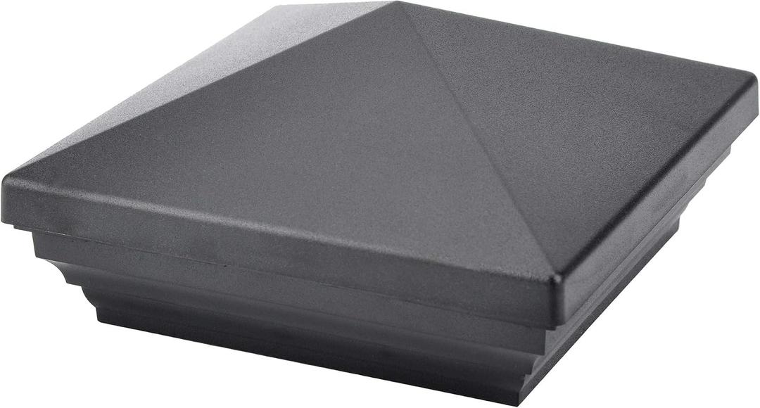 Myard Screw-Free Universal Fence Pyramid Top Cap fits Post 4 x 4 Inches (Actual Post Size 3.5 x 3.5) Porch, Handrail, Railing, Fence (Qty 1, Black)
