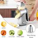 Weltonhm Rotary Cheese Graters with 4 Blades, Large Hand Crank Cheese Grater with Waffle Slicer, Grey Cheese Shredder with Suction Base, Easier for Shredding & Grating (Grey, 4 Graters)