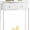 Small Entryway Table with Drawers & Storage Shelf High Tall Little Narrow Front Door Console Tables Skinny Slim Wall Table for Entry Hall Hallway Foyer, Thin Bedside Nightstand for Small Space Bedroom, 23.6 inches x 7.9 inches x 32.3 inches