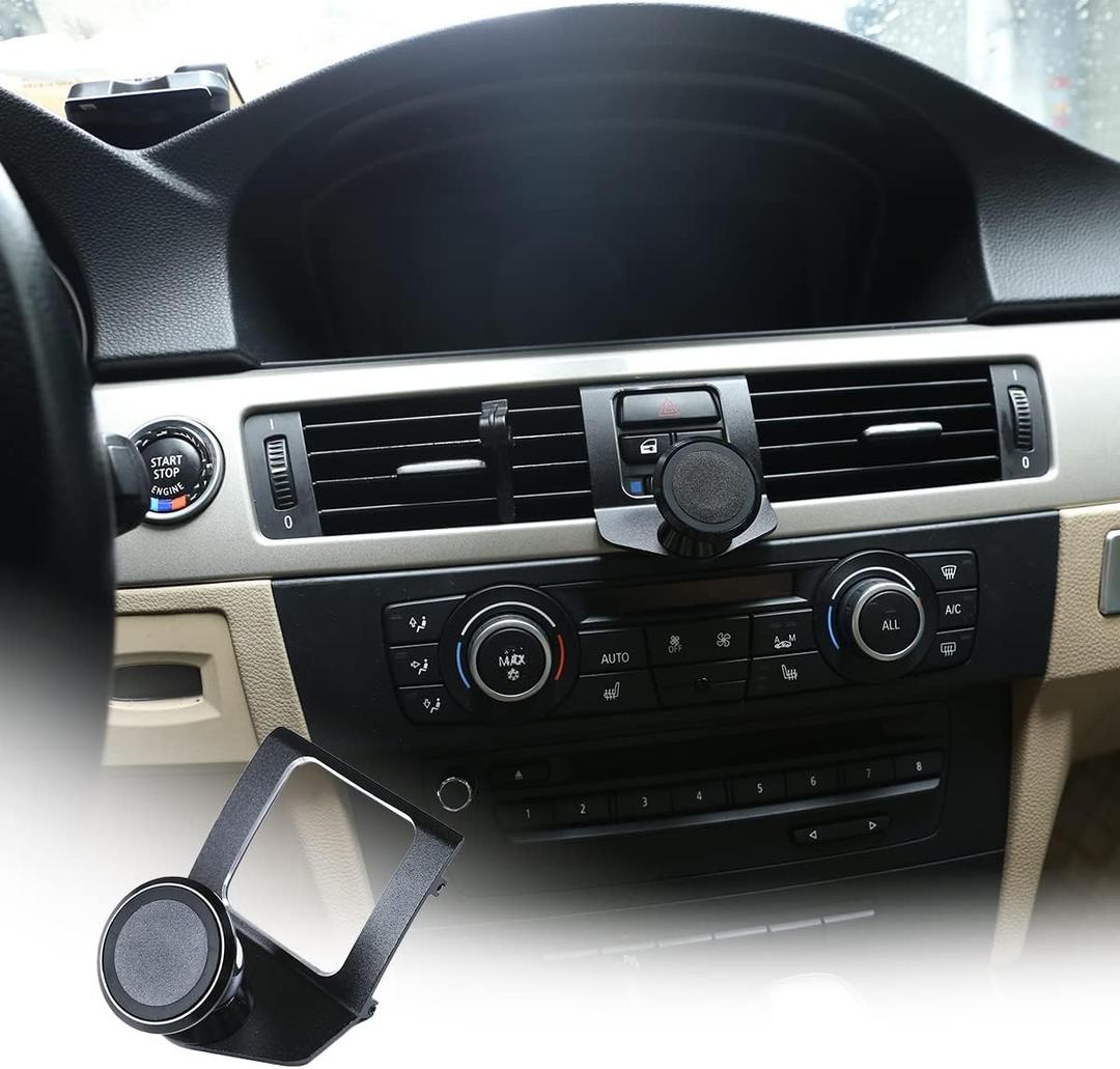 Aluminum Alloy Car Center Console Air Vent Mobile Phone Holder for BMW 3 Series E90 E92 2005-2012 Car Accessories (Black)