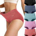 Saliryj Women's Cotton Underwear High Waisted Underwear Soft Briefs Full Coverage Ladies Panties 5 Pack(Size M)