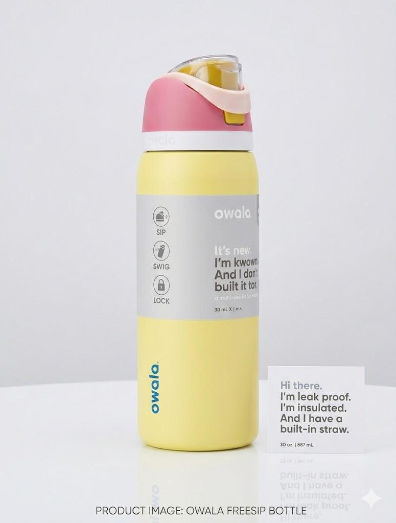 Owala FreeSip Insulated Stainless Steel Water Bottle with Straw, BPA-Free Sports Water Bottle, Great for Travel, 24 Oz, Shy Marshmallow