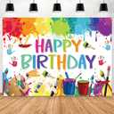 Neon Happy Birthday Backdrop Decorations 7x5ft Colorful Graffiti Theme Birthday Party Banner Photography Background for Men & Women - Photo Booth Supplies (Style-3)