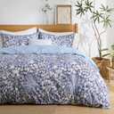 Bedsure Duvet Cover Queen Size - 100% Cotton Reversible Floral Queen Duvet Cover Set with Zipper Closure, 3 Pieces Soft & Breathable Vintage Indigo Blue Bedding Set with 2 Pillow Shams 20"x26" (07 - Vintage Indigo (No Comforter))