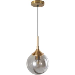 KCO Lighting Modern Globe Pendant Light 7 Smoke Glass Pendant Light Brushed Gold Pendant Lights Kitchen Island Mid Century Dining Room Light Brass Hanging Light Fixture