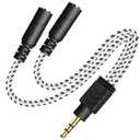 DUKABEL Headphone Splitter, Knitted 3.5mm Audio Splitter TRS 3-Pole Aux Splitter Cable for Headphones Earphones Speakers -Zebra White