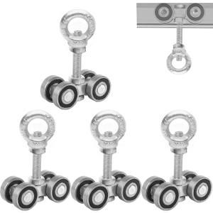 4 Wheel Trolley Assembly Rollers, Silent Strut Trolley, Solid Steel, M10 Bolt, Lifting Eye Nuts, 1-5/8" Wide Strut Channel (4pc)