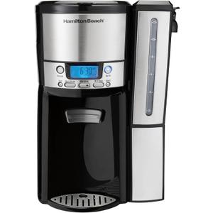 Hamilton Beach One Press Programmable Dispensing 12 Cup Coffee Maker with Internal Coffee Pot, Stays Warm and Fresh for Hours, 60 oz. Removable Reservoir, Black & Stainless Steel (47950)