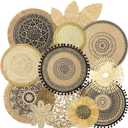 Xuhal 15 Pcs Boho Wall Basket Decor Handcrafted Seagrass Woven Wall Basket Rustic Round Woven Hanging Art for Home Farmhouse Kitchen Table Living Room(Mixed Colors Style)