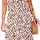 VOBCTY Women's Casual Short Sleeve Tshirt Dress Summer Side Split Loose V Neck Dresses (X-Large, 02-15b)
