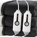 Electric Heated Blanket King Size 90"x100" - Dual-Sided with Microplush & Sherpa Fabric, 4 Heat Settings & 10 Hours Auto Off, Dual Controller, Machine Washable - Iron Gray