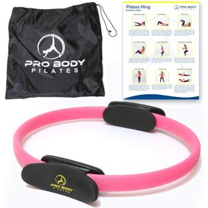 ProBody Pilates Fitness Circle  14 Inch Pilates Ring for Focusing on Toning Inner Thighs, Arms, and Core (Pink)