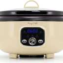 MegaChef 6.9 Quart Oval Electric Slow Cooker, Removable Ceramic Pot, 3 Heat Settings, Kitchen Appliance, Countertop Cooker (Cream)
