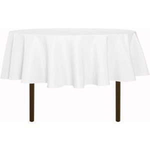 sancua Round Tablecloth - 80 Inch - Water Resistant Spill Proof Washable Polyester Table Cloth Decorative Fabric Table Cover for Dining Tables, Buffet Parties and Camping, White