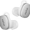 EarFun Free Pro 3 Noise Cancelling Wireless Earbuds, Hi-Res Sound, Snapdragon Sound with Qualcomm aptX Adaptive, 6 Mics ENC, Bluetooth 5.3 Earbuds, Multipoint Connection, Custom EQ App, Silver White