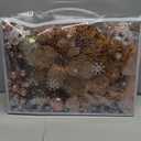 76Pcs Christmas Tree Decorations Set, Rose Gold Hanging Ornaments w/Bulk Shatterproof Plastic Balls, Artificial Poinsettia Flowers, Glitter Berries Stems for Indoor Xmas Home Holiday Party Decor