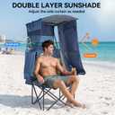 Huskfirm Camping Chair with Canopy Shade, Folding Chair with Canopy Blue