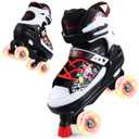 Kids Roller Skates, 4 Size Adjustable Quad Skates with All Light Up Wheels, 10C to 8 Rollerskates for Toddlers, Beginners, Boys, Girls, Outdoor, Indoor, Black, Small