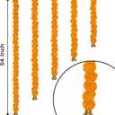 Marubhumi 5-PC Artificial Marigold Flower Garland – 4.5 Feet Long Strands with Bells | Mango Color | Diwali, Wedding, Home, and Christmas Décor