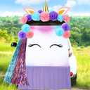 17 Pcs Halloween Unicorn Trunk or Treat Car Decoration Kit 59" x 47" Unicorn Backdrop Paper Flower Table Skirt Car Archway Garage Decor for SUV, Door, Car Decorations(Purple,Unicorn)