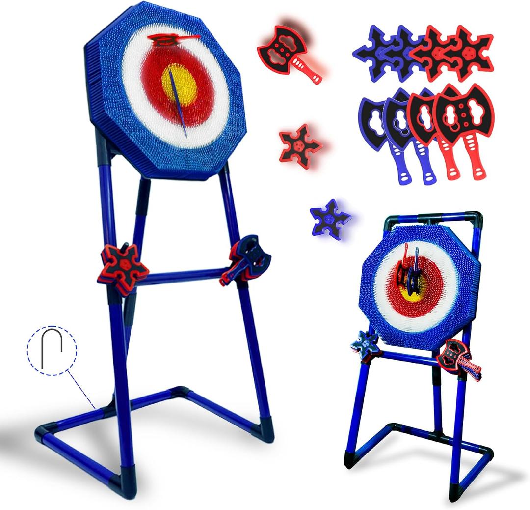 Axe Throwing Game for Backyard Bristle Target for Kids & Adults
Family portable safe octagonal game set with 4 axes & 4 darts, ideal indoor outdoor fun for camping, carnival, parties