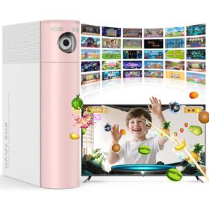 MetFut Motion Sensing Game Console - 28 Fun Games, Plug & Play, Light Physical Exercise & Entertainment for Kids & Family, Compatible with TV, PC, ProjectorWhite&Pink