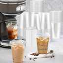 Dealusy 100 Pack - 16 oz Clear Plastic Cups with Lids, Sturdy & Food Safe Iced Coffee Cups with lids, Disposable Plastic Smoothie Cups for Cold Drinks, Sip Lids